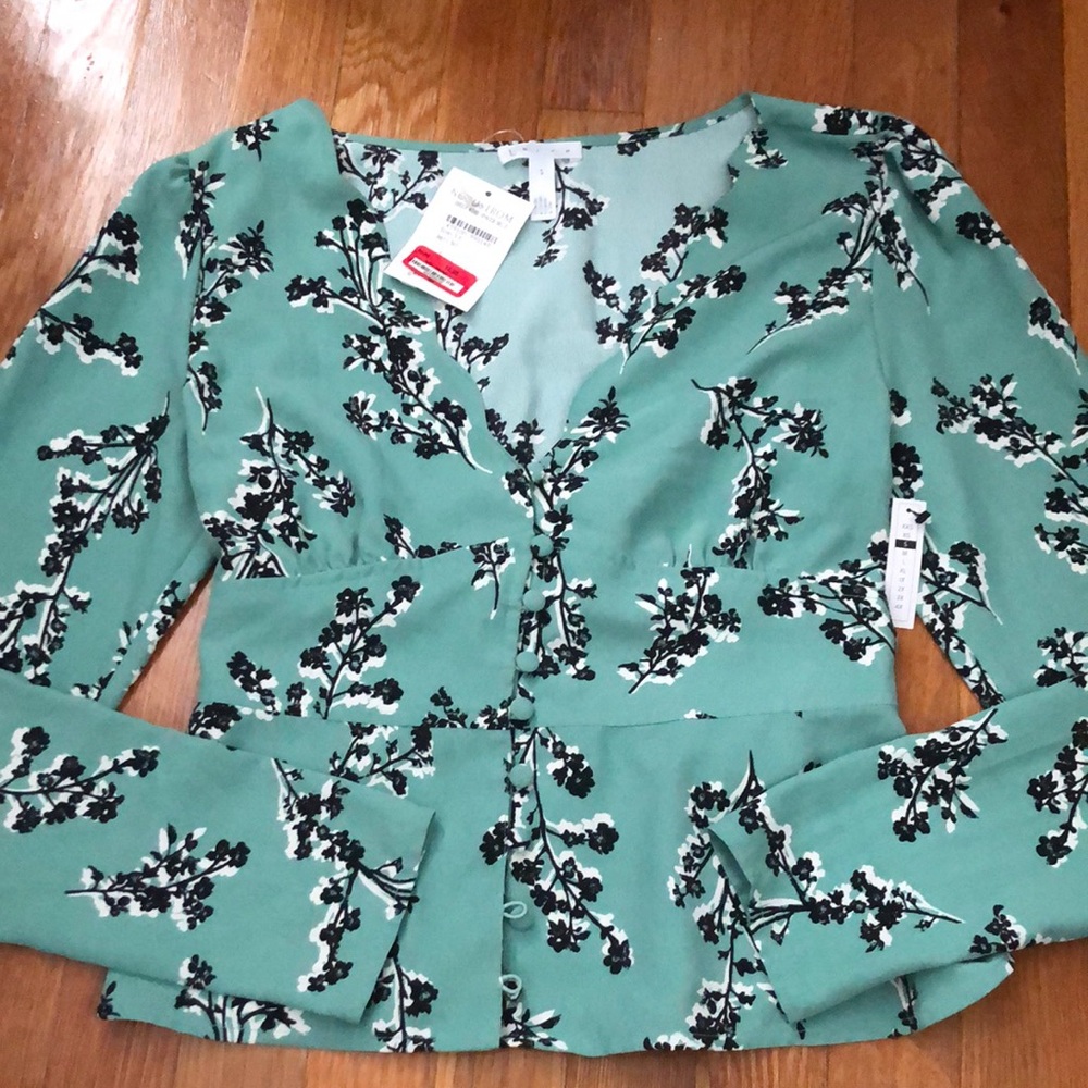 NEW sea green long sleeved blouse